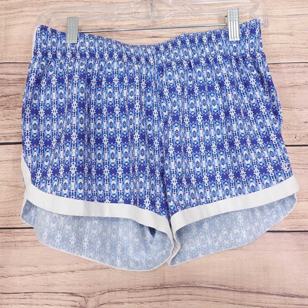 Gap Fit Shorts Womens S Blue Geometric Athletic Relaxed Lined Drawstring